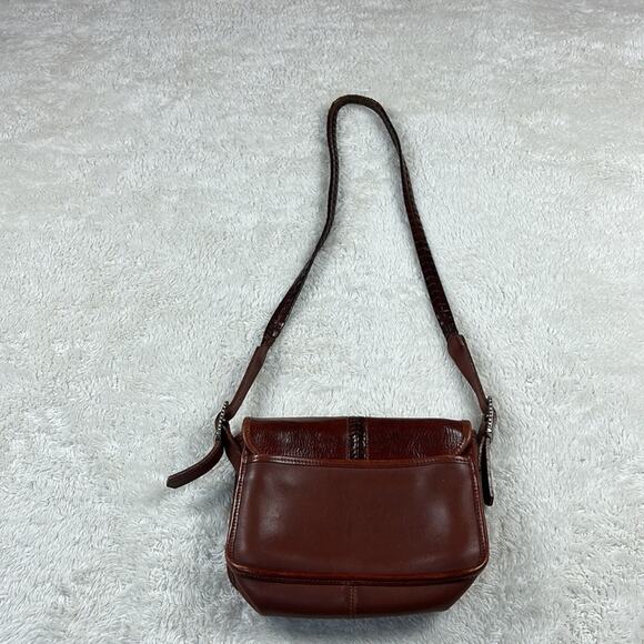 Brighton Collection Leather woven strap fold over  crossbody shoulder bag - Picture 3 of 10